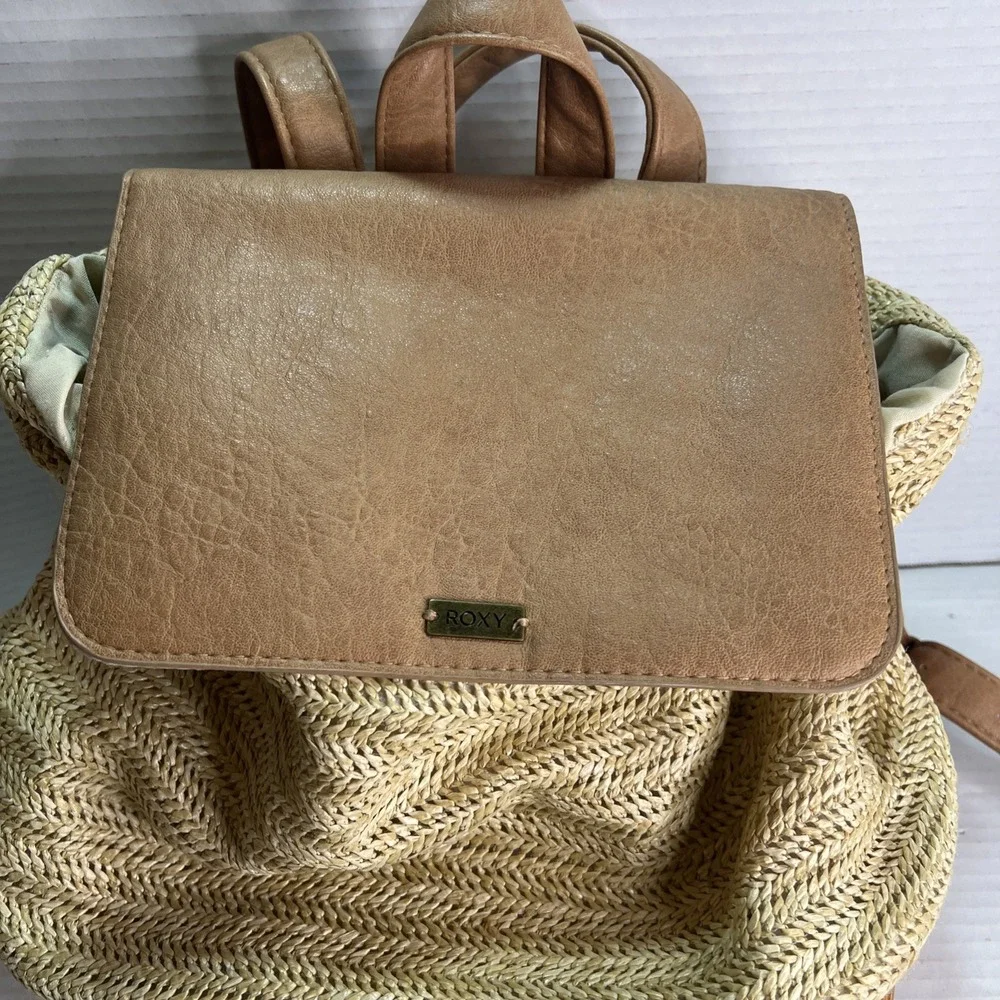 Roxy‎ Party Waves Backpack Purse Woven Organic Tan Cream